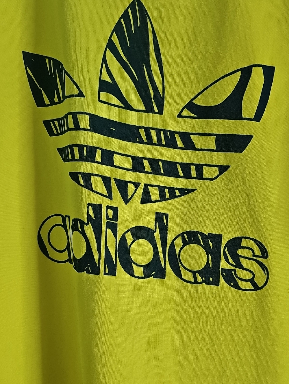 adidas Neon Yellow Trefoil Tee with Black Logo - Picture 3 of 4